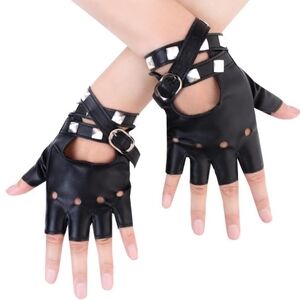 Black and Silver Tactical Fingerless Gloves